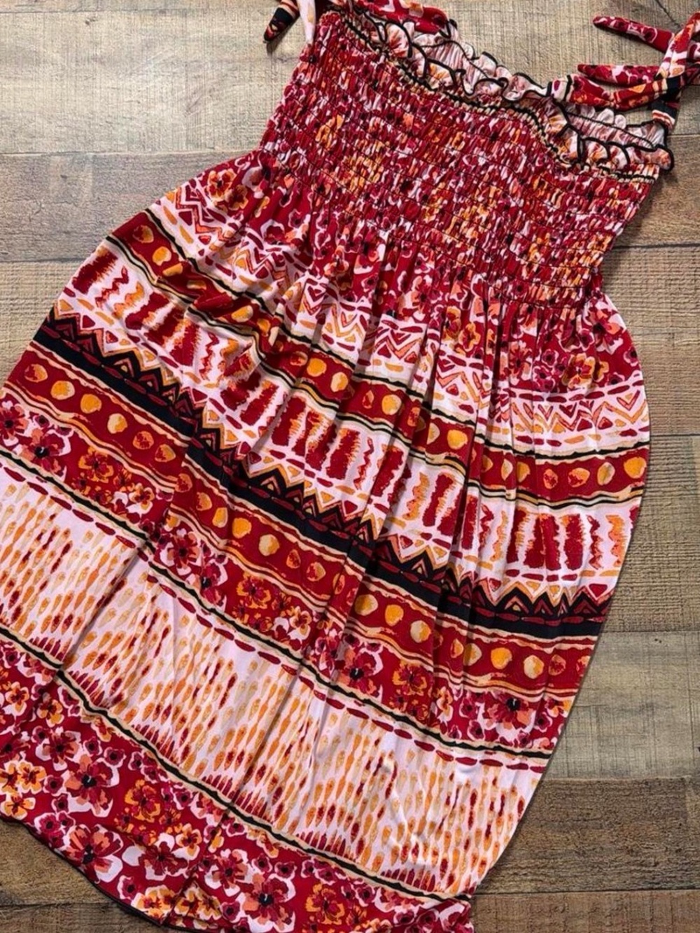 Girls Red Patterned Sundress - Brand